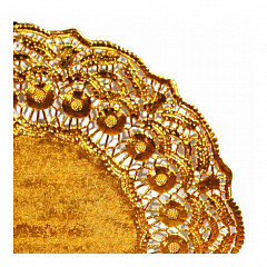 Салфетка ажурная Garcia de Pou золотая d 14 см, металлизированная целлюлоза, 100 шт в Санкт-Петербурге, фото