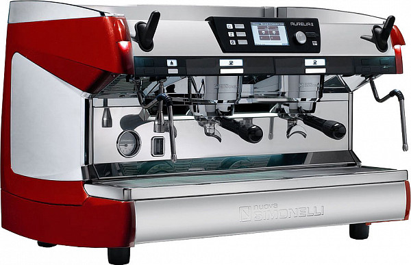 Рожковая кофемашина Nuova Simonelli Aurelia II T3 2Gr S 380V красная+подогрев чашек+высокие группы (111696) фото