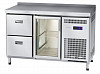 Холодильный стол Abat СХС-60-01 неохлаждаемая столешница с бортом (дверь-стекло, ящики 1/2) фото