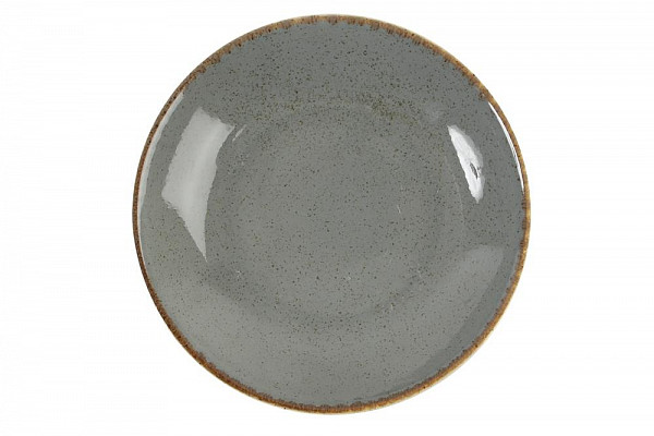 Тарелка глубокая безбортовая Porland 21 см фарфор цвет темно-серый Seasons (197621) фото