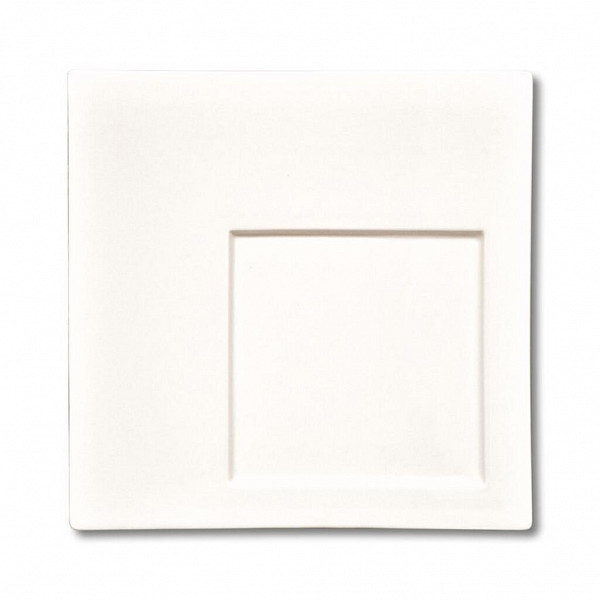 Тарелка квадратная P.L. Proff Cuisine 24*24 см смещенное дно белая фарфор KW Black Label фото