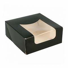 Коробка для суши/макарон Garcia de Pou с окном 10*10*4 см, чёрный, 50 шт/уп, бумага в Санкт-Петербурге, фото