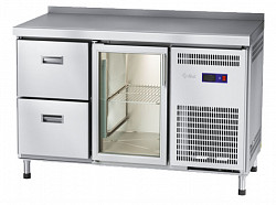 Холодильный стол Abat СХС-60-01 неохлаждаемая столешница с бортом (дверь-стекло, ящики 1/2) в Санкт-Петербурге фото