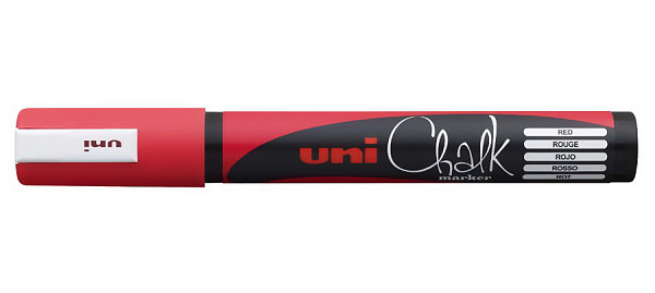 Маркер меловой UNI Mitsubishi Pencil Chalk PWE-5M 1,8-2,5 мм Красный фото