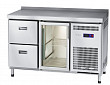 Холодильный стол Abat СХС-60-01-СО охлаждаемая столешница с бортом (дверь-стекло, ящики 1/2)