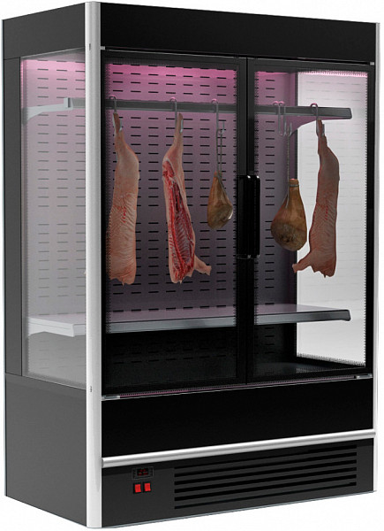 Витрина для демонстрации мяса Полюс FC 20-07 VV 1,3-3 X7 9005 (распашные двери, структурный стеклопакет) фото