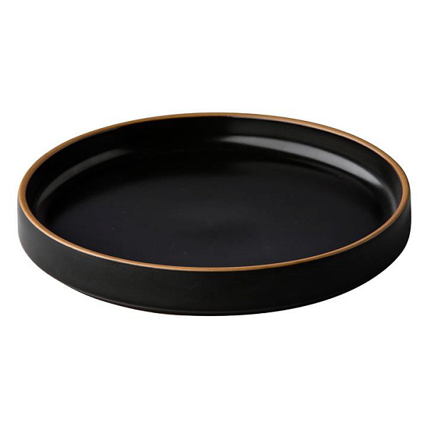 Тарелка мелкая с вертикальным бортом Style Point Japan 20 см, цвет черный (QU18005) фото