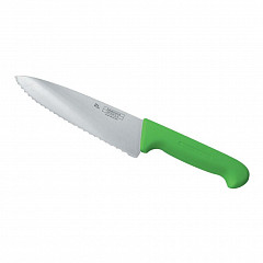 Нож поварской P.L. Proff Cuisine PRO-Line 25 см, зеленая пластиковая ручка, волнистое лезвие в Санкт-Петербурге, фото