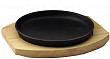 Сковорода круглая на деревянной подставке Luxstahl 185 мм [DSU-S-20u]