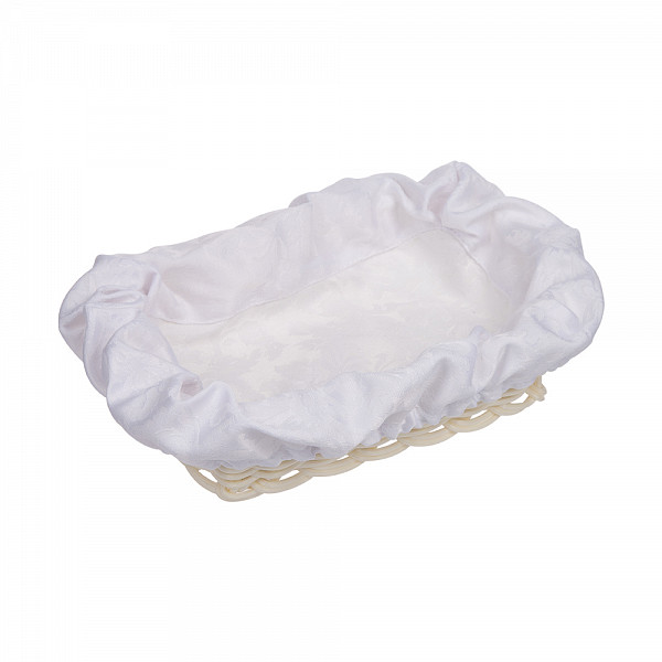 Чехол для корзинки пластиковой прямоугольной Luxstahl журавинка белый цветок прямоугольный для арт. 178084 фото