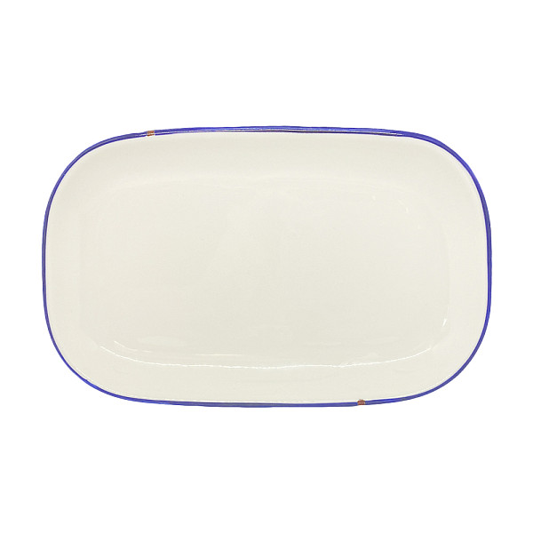 Блюдо прямоугольное Petye Retro 13,5х21,5 см, белое с синим кантом ALA-RCT-135X215-RTR-WHTBLU фото