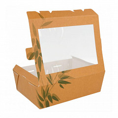 Контейнер картонный для салата с окном Garcia de Pou 1 л, 12*17*5,5 см, 25 шт/уп в Санкт-Петербурге, фото