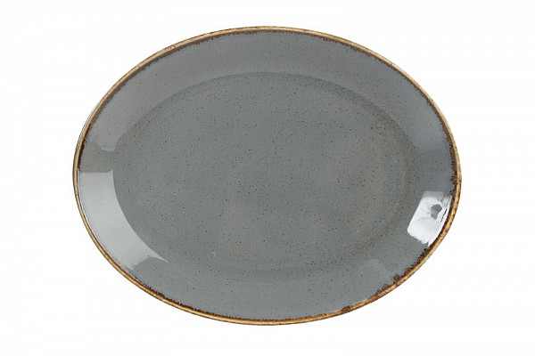 Блюдо овальное Porland 24х19 см фарфор цвет темно-серый Seasons (112124) фото