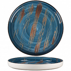 Тарелка с бортом P.L. Proff Cuisine Texture Dark Blue Lines 28 см, h 3,1 см в Санкт-Петербурге фото