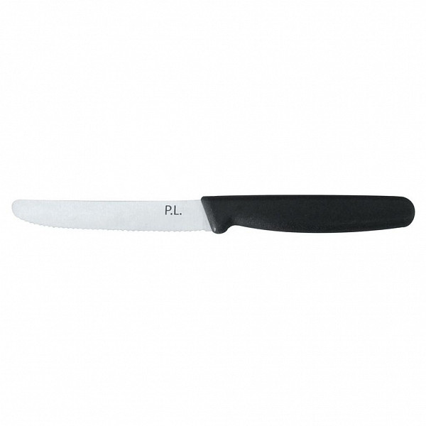 Нож для нарезки P.L. Proff Cuisine PRO-Line 16 см, пластиковая черная ручка, волнистое лезвие фото
