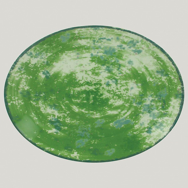Тарелка овальная плоская RAK Porcelain Peppery 32*27 см, зеленый цвет фото