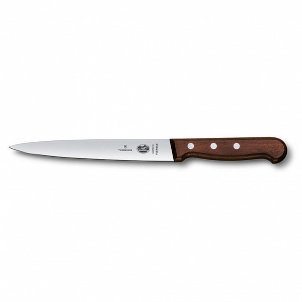 Нож филейный Victorinox Rosewood, гибкое лезвие, 18 см, ручка розовое дерево фото