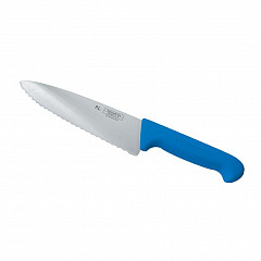 Нож поварской P.L. Proff Cuisine PRO-Line 20 см, синяя пластиковая ручка, волнистое лезвие в Санкт-Петербурге фото