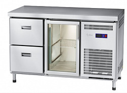 Холодильный стол Abat СХС-60-01 неохлаждаемая столешница без борта (дверь-стекло, ящики 1/2) в Санкт-Петербурге, фото