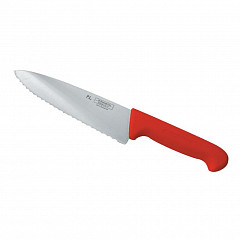 Нож поварской P.L. Proff Cuisine PRO-Line 20 см, красная пластиковая ручка, волнистое лезвие в Санкт-Петербурге фото