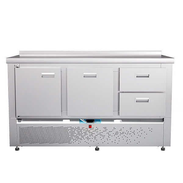 Холодильный стол Abat СХС-70Н-02 (дверь, ящики 1/2, ящик 1) с бортом фото