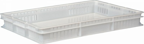 Ящик для полуфабрикатов Luxstahl 600х400х75 мм перфорированные бока, сплошное дно, ПЭНД [ЯП 1.2] фото
