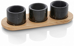 Подставка деревянная с 3 черными мраморными чашками WMF 53.0129.0340 30cm Ø7,6cm в Санкт-Петербурге фото