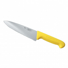 Нож поварской P.L. Proff Cuisine PRO-Line 25 см, желтая пластиковая ручка, волнистое лезвие в Санкт-Петербурге, фото