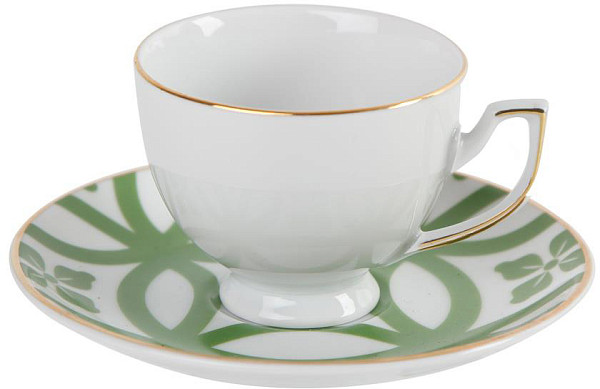 Чайная пара  (чашка с ручкой, блюдце) Porland MOROCCO DS.1 170 мл зеленый (228218) фото