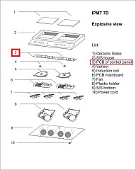 Плата электронная #3 (новая) для пульта управления для плиты индукционной Eksi для мод.IPMT 7D в Санкт-Петербурге фото