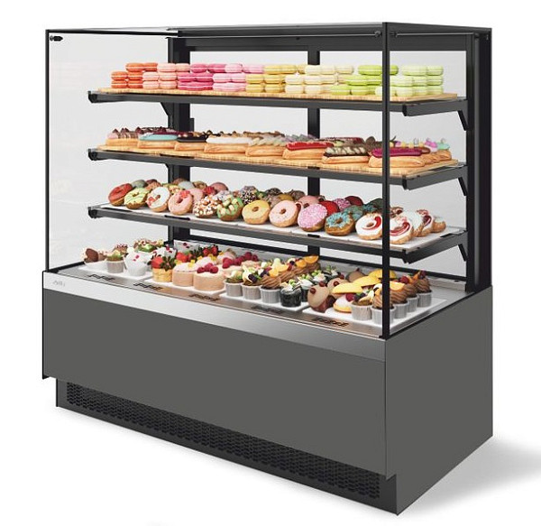 Витрина кондитерская Chilz Vete II kub 130, Серый матовый/Шлифованная нержавейка фото