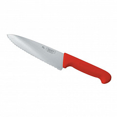 Нож поварской P.L. Proff Cuisine PRO-Line 25 см, красная пластиковая ручка, волнистое лезвие в Санкт-Петербурге, фото