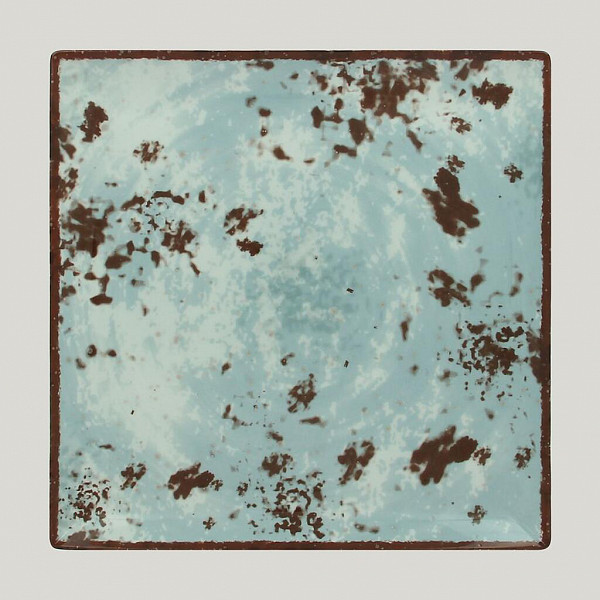 Тарелка квадратная плоская RAK Porcelain Peppery 27*27 см, голубой цвет фото
